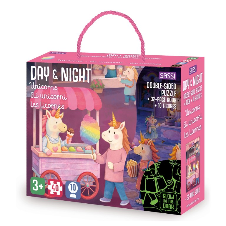 Sassi  Editore -Puzzle Day & Night. Gli unicorni
