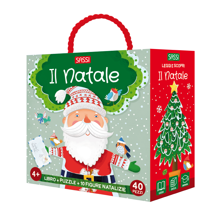 Sassi Editore -Il Natale - libro + puzzle +10 Figurine Natalizie